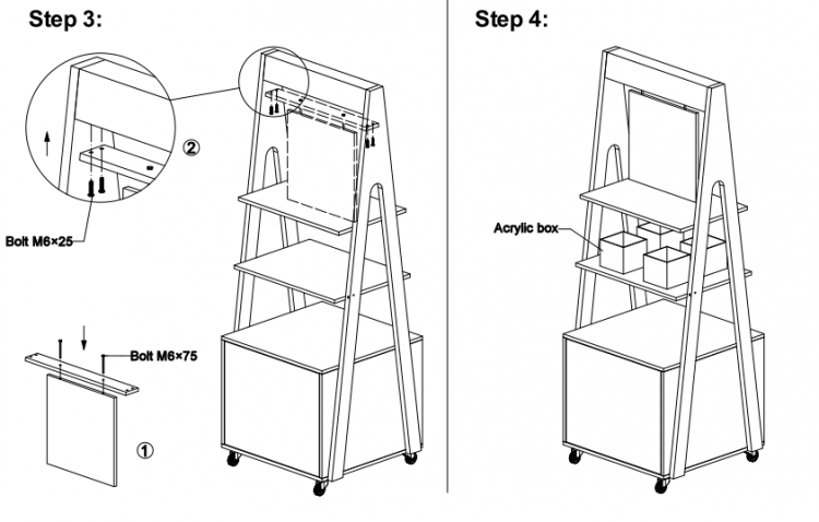 cosmetics display stand assembling