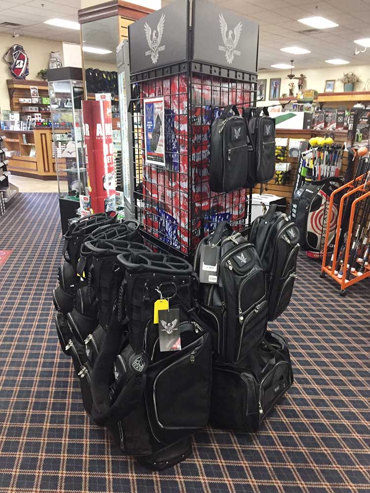 bag display stand in store