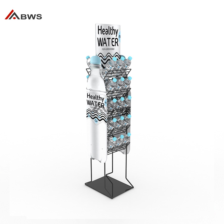 Floor 5-Layer Water Bottle Display Rack Custom Useful Metal Beverage Display 