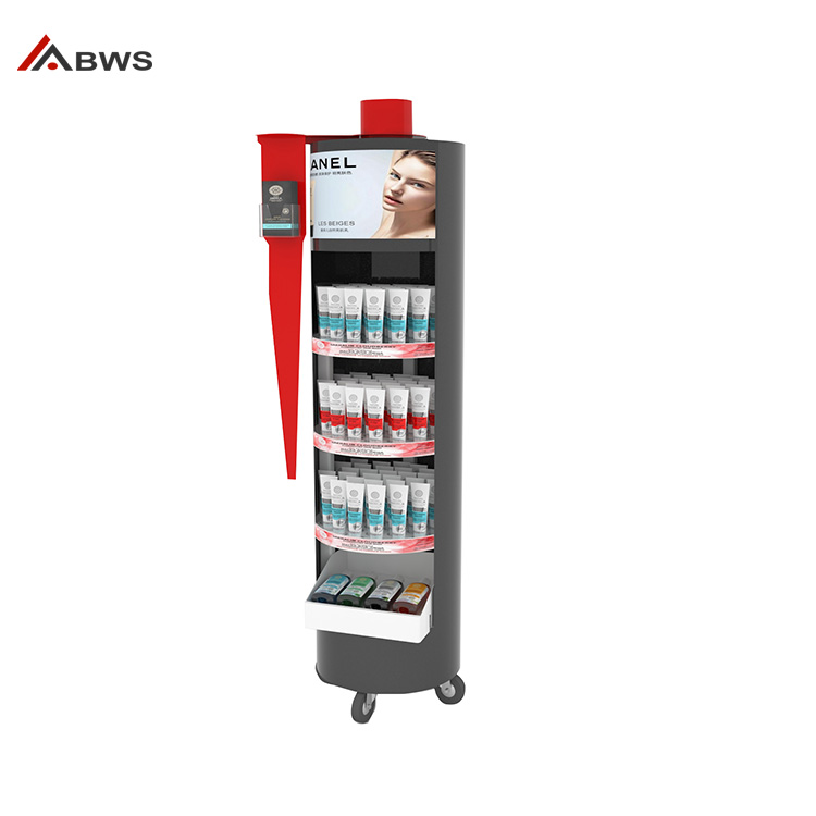 Gorgeous Cosmetic Display Shelf  4-layer Floor Standing With Casters