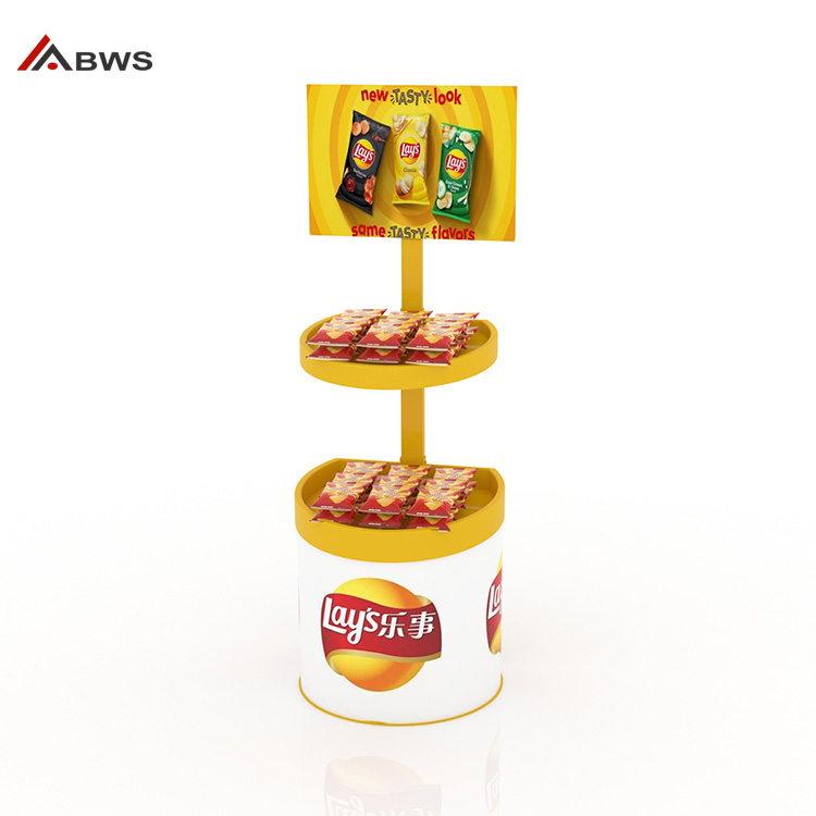 Attractive 2-tier Snack Display Stand Customized For Lay’s