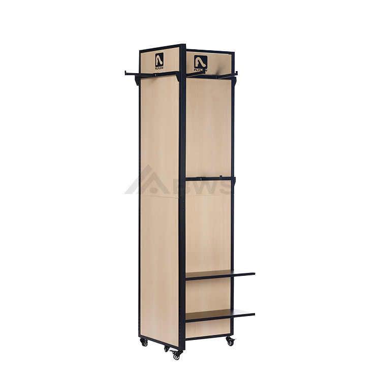 Free Standing Clothing Display Rack Movable With 4 Casters