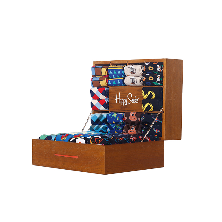 Wooden Socks Box 14 Dividers Happy Socks Logo Sock Display Box