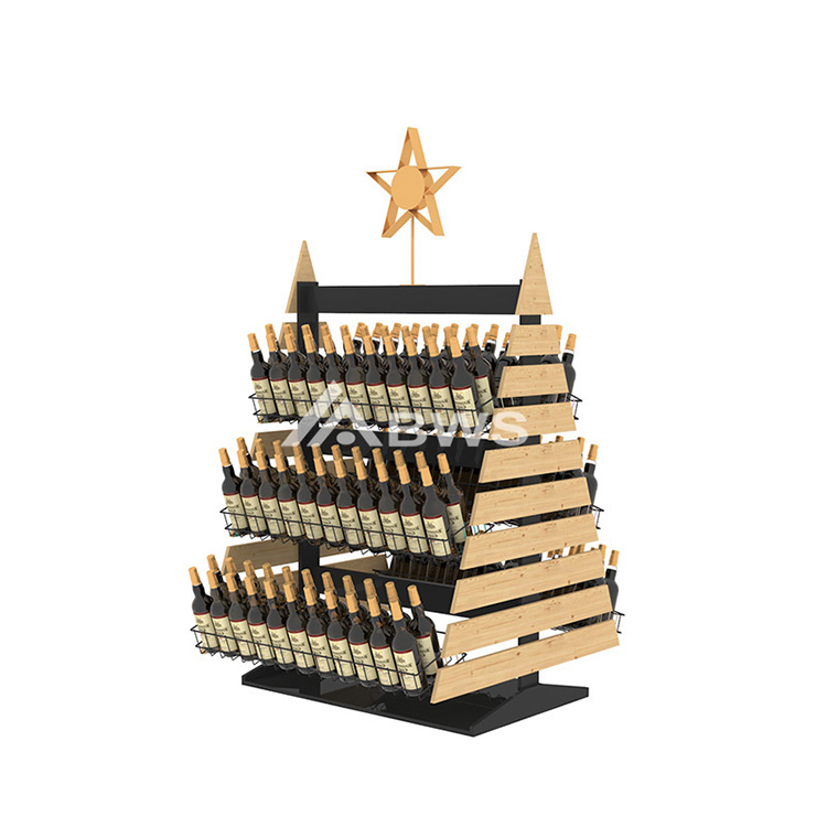 Tree Shape Wine Display Stand Creative 2-way Free Standing 3-Tier Stand