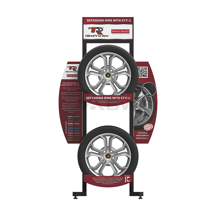 Productive Metal Tire Display Stand 2-layer Floor Standing Tyre rack