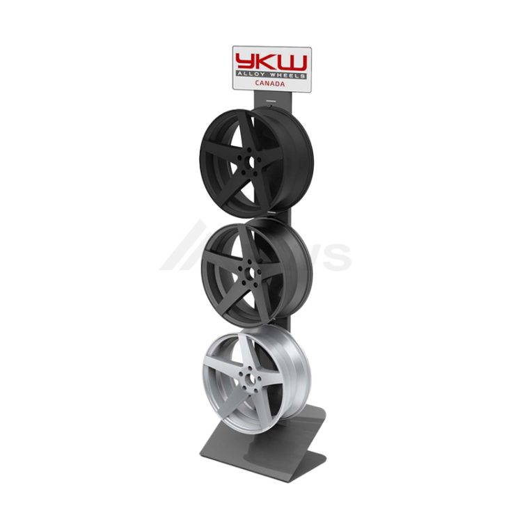 Nice Bold 3-Tier Wheel Display Rack Gray Floor Standing Metal Rack