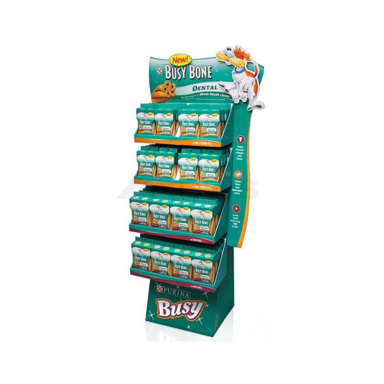 Free Standing 4-tier Cardboard POS Display Pet Store Focus Display Fixture