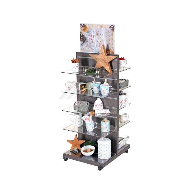 5-layer Coffee Cup Display Shelf Useful Christmas Display Fixture