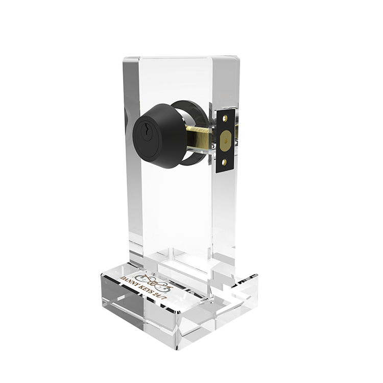 Countertop Clear Acrylic 2 Hole Deadbolt Display Stand With Brand Logo