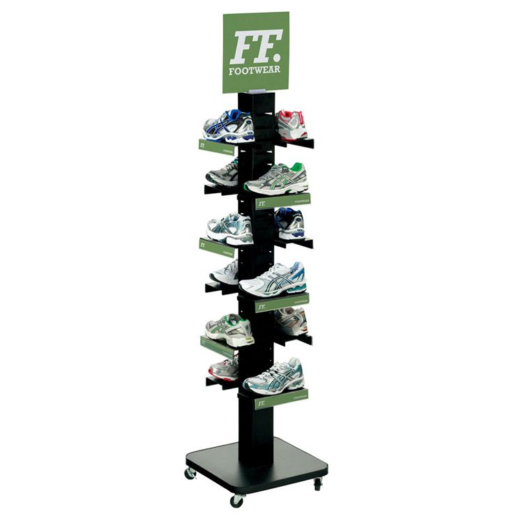 Footwear Store Stable Slatwall Shoe Display 4 Way Detachable Shelves