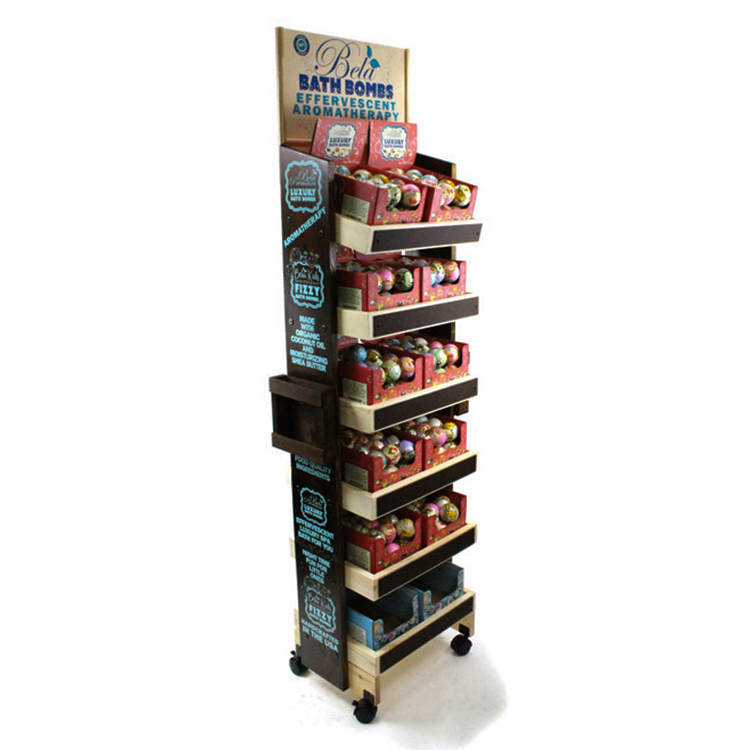 Floor Wood Movable 6-Tier Wax Melt Display Stand Help Increase Sales