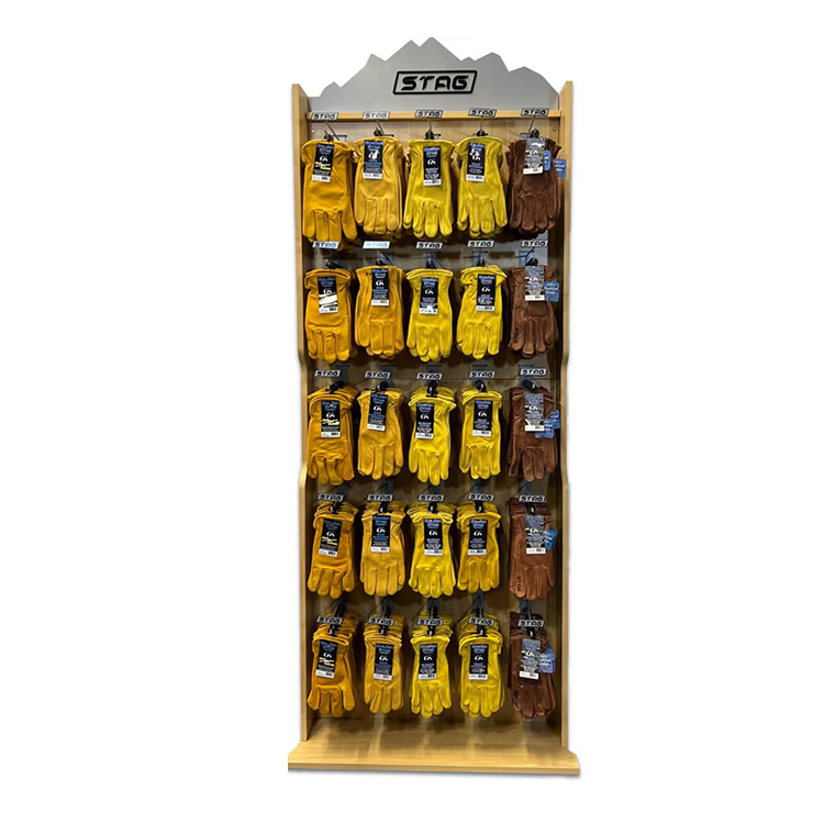 2 Way Wooden Glove Display Rack with Metal Hooks Worth Investment