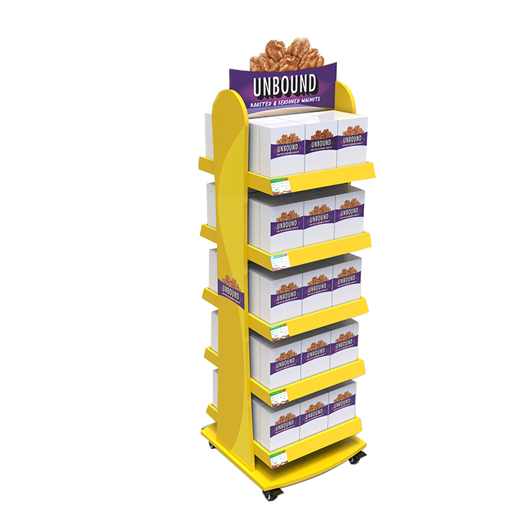 Attractive 4-tier Candy Display Stand Movable For Retail Snacks Nuts