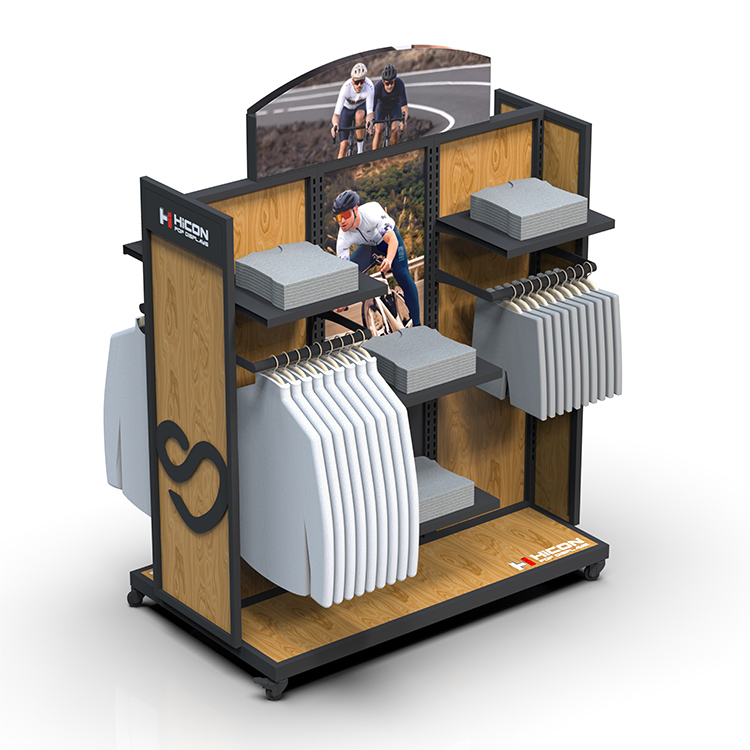 Attractive 2-way Clothing Rack With Casters For Retail Stores