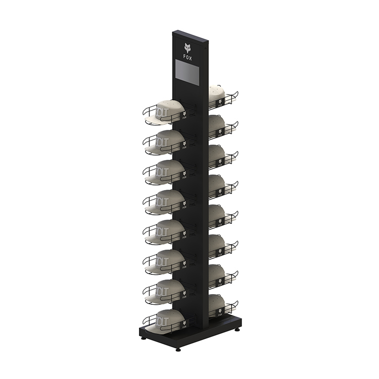 2-way Balanced Commercial Hat Display Rack Metal Floorstanding Cap Stand