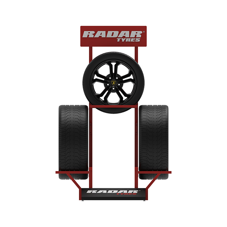 Custom Metal Alloy Wheel Display Stand With Strong 3 Holders
