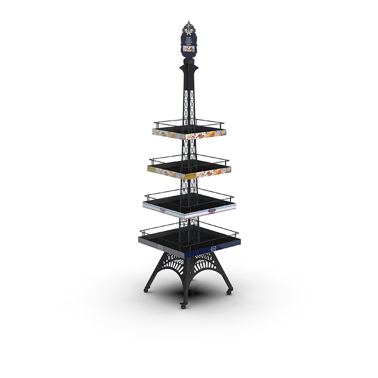 4 Tier Bakery Bread Display Stand Unique Tower Shape Increase Value