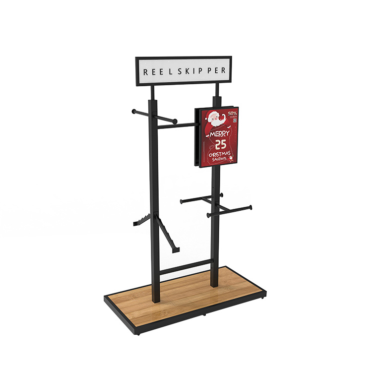 Custom Clothing Store Display Rack 4-way Strong Waterfall Floor Display