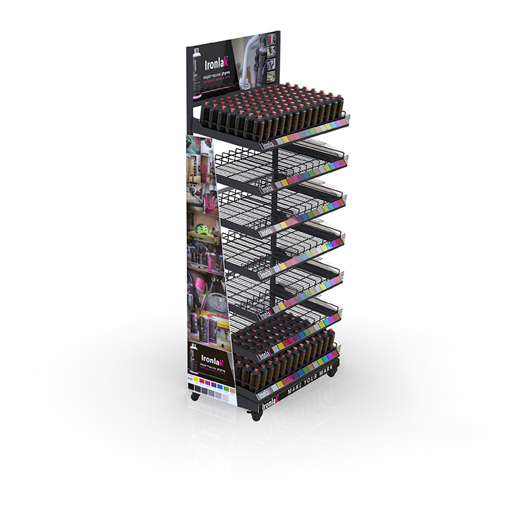7 Tier Paint Display Rack Metal Floor Stand For Better Merchandising