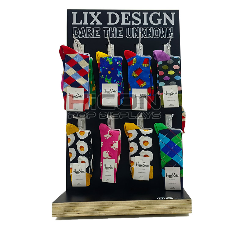 2 Way Functional Wood Sock Display With Strong Hooks For Retail